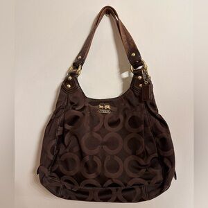 Coach Dark Brown Signature Shoulder Bag